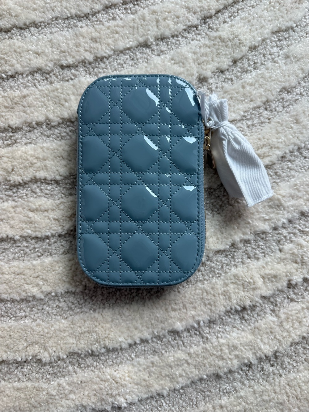 Dior Silver Gray Card Holder with Christian Dior Logo